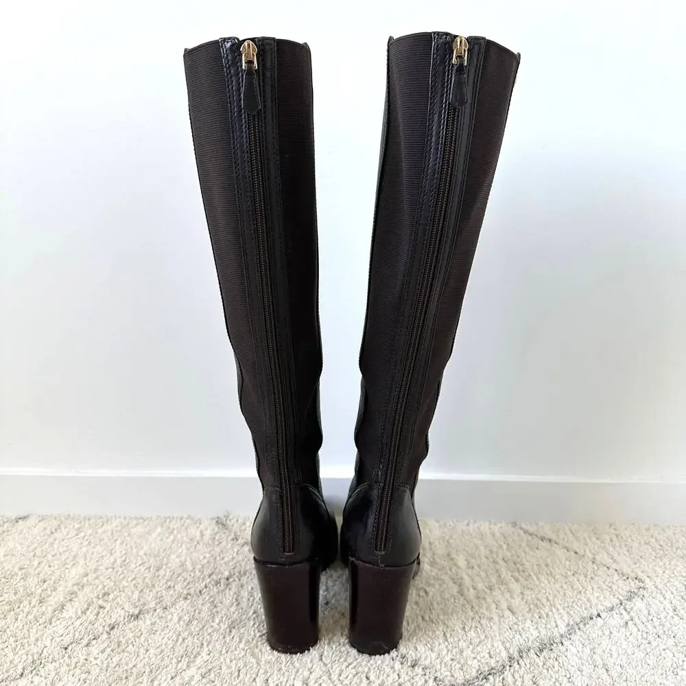 Tory Burch Sullivan Brown Leather Tall Boots Size 10M